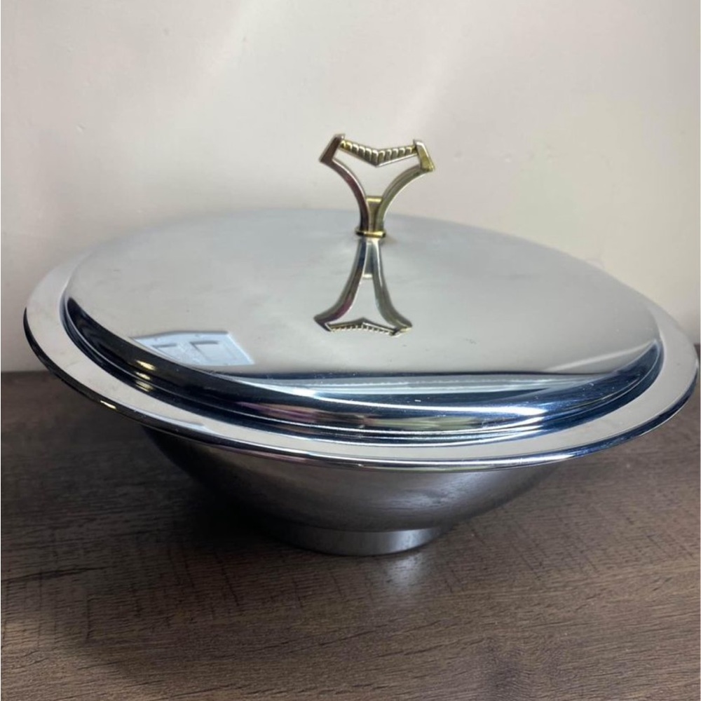 Vintage KROMEX Stainless Steel Covered Serving Bowl